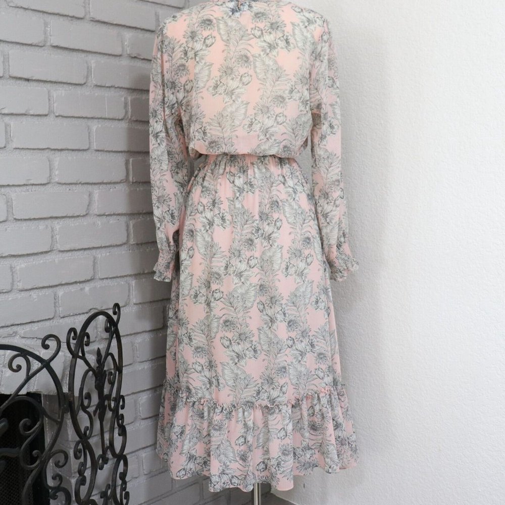 Misa Los Angeles Dress Womens M Smocked Blouson Pink Boho Chic Midi - Picture 7 of 16